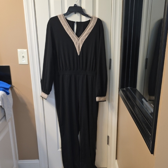 Other - Black Jumpsuit with Cream Trim